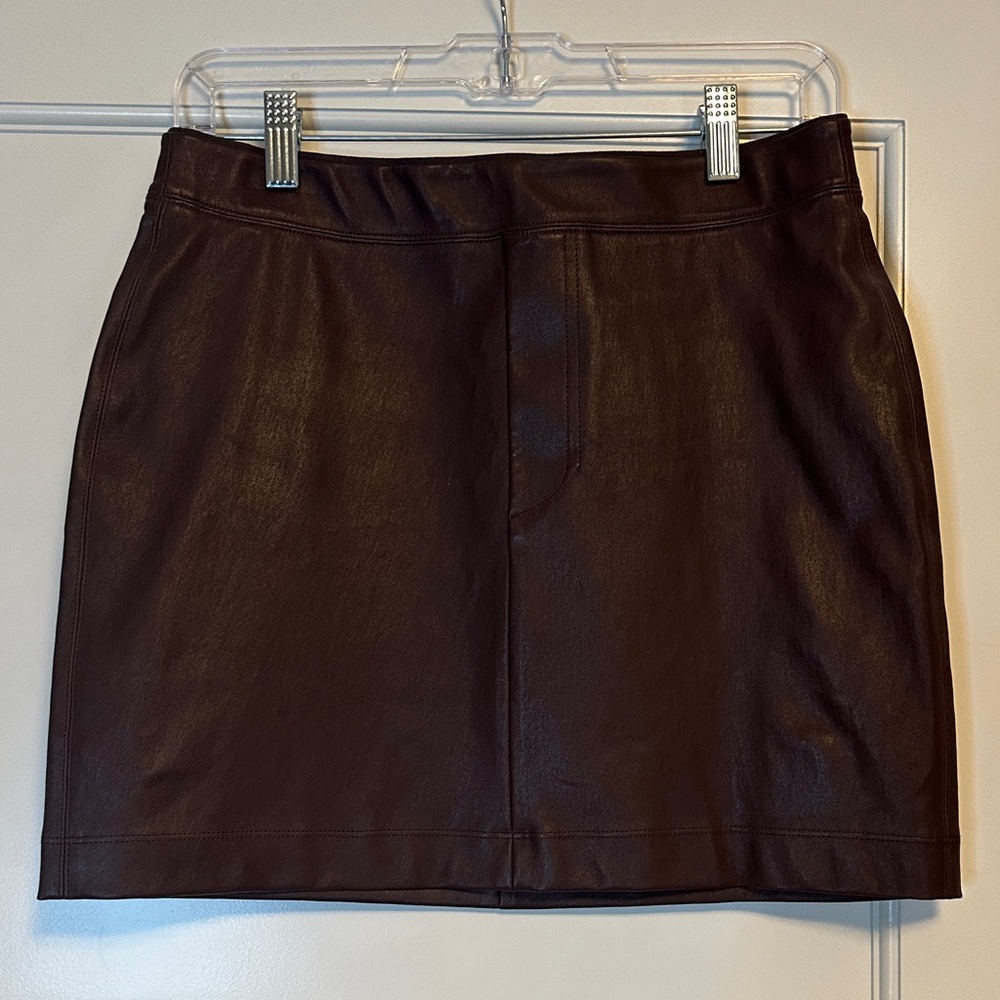 NWT Helmut Lang Stretch Leather Dark Brown Mini Skirt